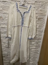 Robe De Chambre Grand Mère Blanc Et Bleu Vintage TM