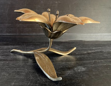Fleur à 6 pétales cendriers vintage laiton 1970 déco