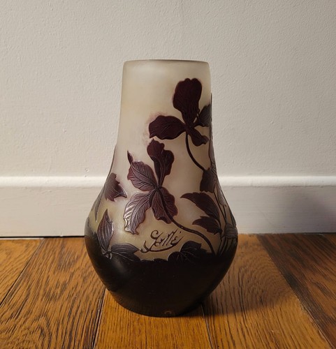 Vase gallé piriforme - -, décor