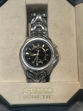 Seiko Kinetic Sports 100 5m42-0B09 Two Tone Stainless Steel-Working