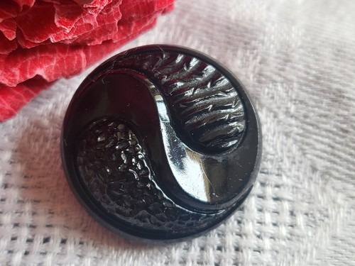 Bouton ancien verre noir - bouton,