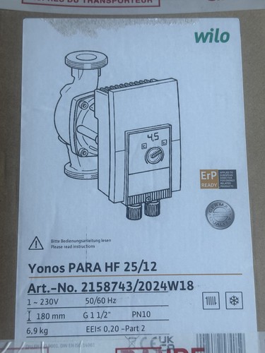 Circulateur wilo yonos para - yonos, hf