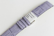 Bracelet montre FLEURUS, vachette façon croco mauve, 22 mm, FLEU3-32