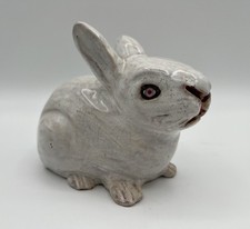 Antique Bavent Handmade French White Terracotta Bunny Rabbit Figurine Sculpture
