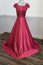 robe cérémonie Princesse dentelle et bas satiné bordeaux Taille 38 Mariage Neuf