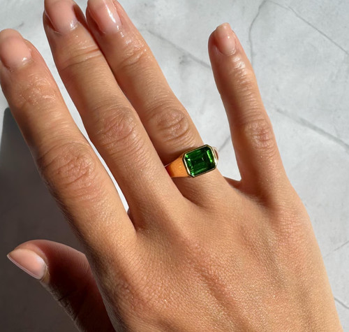 Bague vintage homme émeraude