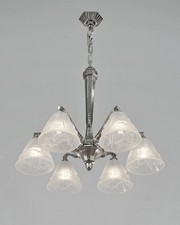 HETTIER & VINCENT : rare 1930  french art deco chandelier . bronze . des Hanots