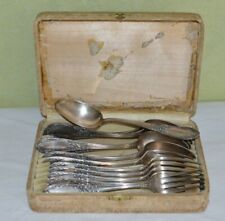 12 Antique Cutlery Spoons and Forks Silver Metal White Metal Signed GBL