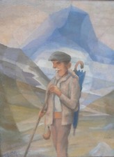Oil on canvas Basque Country Shepherd signed circa 1940 Euskadi Arrue Tillac Floutier