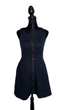 Leifsdottir Anthropologie Black Textured Front Zip Fit & Flare Dress Size 4P
