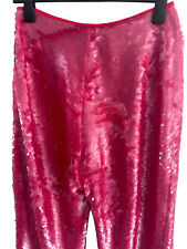Designer Clothing Dima Ayad Pink Sequins Pants Waist 28 Side Zip Unique Disco