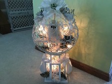 ANTIQUE ART DECO  WIRE METAL HANGING BIRD CAGE *CUSTOM  *LIGHTED OWL ARRANGEMENT