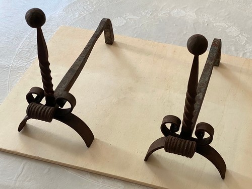 Paire chenets anciens en - chenets,