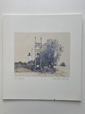ORIGINAL SIGNED PRINT Electrical Pylon Artwork Art Vintage GISELA KLEINSCHMIDT