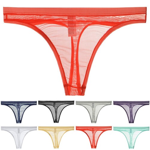 Slip string homme transparent