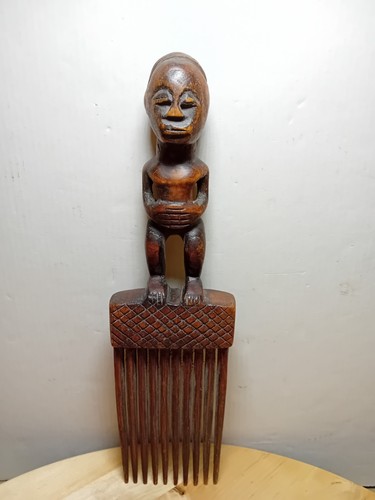 Ancien peigne statue bois - ancien,