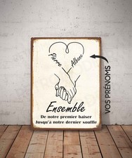 Plaque métal vintage couple