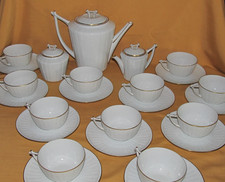 Haviland Limoges White Braided Effect Gold Net Porcelain Coffee Tea Set