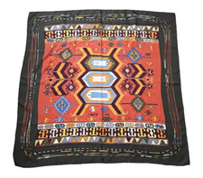 Hermes Scarf KILIM 90cm Silk Foulard Orange DIMITRI RYBALTCHENKO