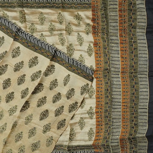 Vintage beige sari 100 - beige,