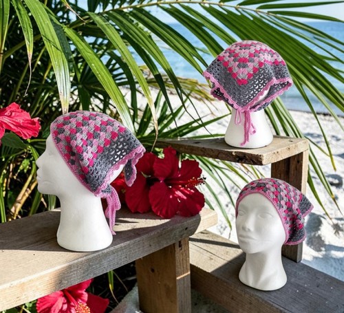 Bandana rose gris - rose,gris, fuchsia