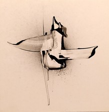 WIP TABLEAU  ABSTRAIT SIGNE NOIR BLANC ABSTRACT  ARTWORK VIDE ATELIER