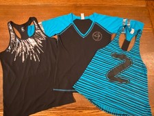 LOT Zumba WEAR Active Tops Medium Tank Racerback Shirt Black Turquoise Workout