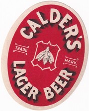British Beer Label. Calder Lager Beer