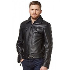Veste en cuir homme noir