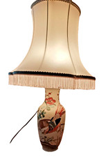 lampe chinoise décor oiseau et fleur haut total 64.5 diam  ab-ajour 37.5 cm
