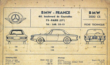 FICHE TECHNIQUE BMW 2000 CS