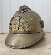 Antique Firefighter Helmet - Chatou Firefighters - Brass Model 1895
