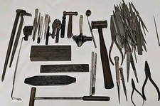 VINTAGE LOT OF WATCHMAKERS HAND TOOLS FOR WATCH REPAIR FILES HAMMERS HAND VICE