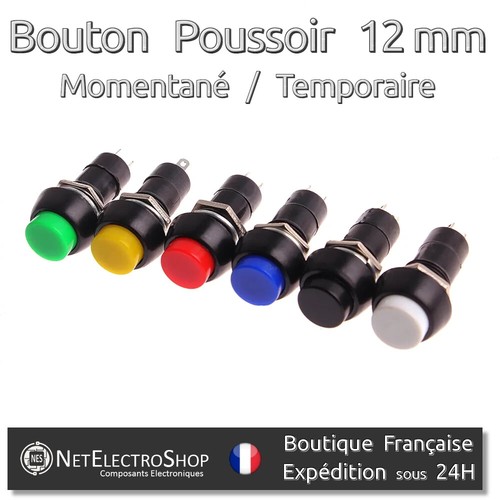 Bouton poussoir 12mm pbs - 12mm, pbs-11a