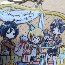 Attack on Titan GraffArt Birthday Acrylic Keychain Armin Eren Mikasa
