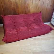 Authentic Ligne Roset Togo 3-Seater Sofa in Original Pompeiian Red Alcantara