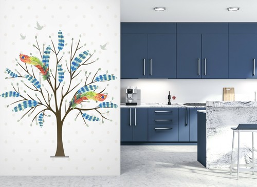 Plume paon arbres c054 - paon,