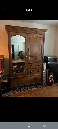 Wood brown wardrobe armoire - wardrobe,