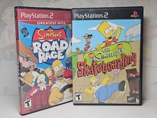 The Simpsons PS2 (Sony PlayStation 2, 2002) 2 Game Lot Road Rage + Skateboarding