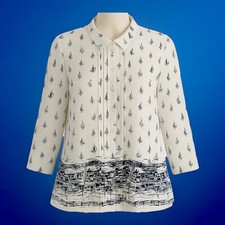 ?⚓️ Damart - Women’s Button Up Blouse -Size 24 AU – Nautical Sailing Boat Print