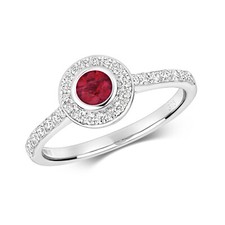 Bague Femme Pavage Or Blanc 9 k/carat et Diamant 0.25 Carat avec Rubis