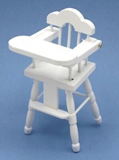 Maison de Poupées Bébés Chaise Haute Blanc Peint Bois 1:12 Balance Miniature N09