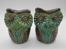PAIR OF PEPPER SHAKER FIGURINE OWL / OWL CERAMIC St PAUL PERRET