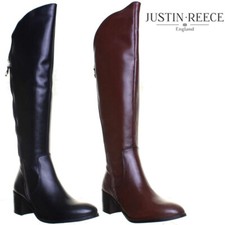 Justin Reece England Danielle Femme Cuir Genou Haut Bottes Équitation UK Taille