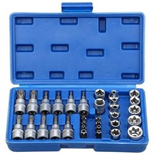 Coffret Set d'Embouts Torx et de Douilles Hexagonales 34 Pièces Mâle Femelle