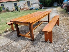 Country farm table in oak and pine + 2 benches