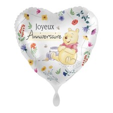 1 Ballon décoratif ALU Coeur Winnie Joyeux Anniversaire à gonfler hélium env43cm