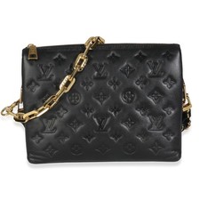Louis Vuitton Black Monogram Embossed Lambskin Coussin PM
