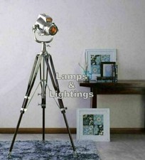 Lampadaire nickel brut étain spot light nautique vintage trépied visage extra...