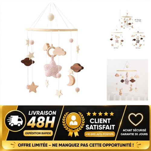 Mobile musical bébé - en, bois